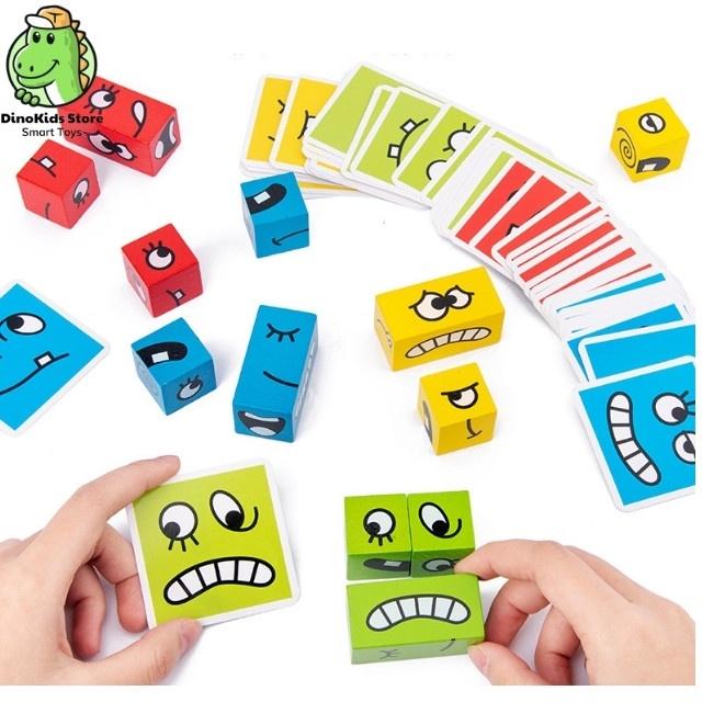 Bộ đồ chơi xếp hình cho bé Rubik biểu cảm khuôn mặt, trò chơi trẻ em tương tác thông minh tăng tư duy logicDC85