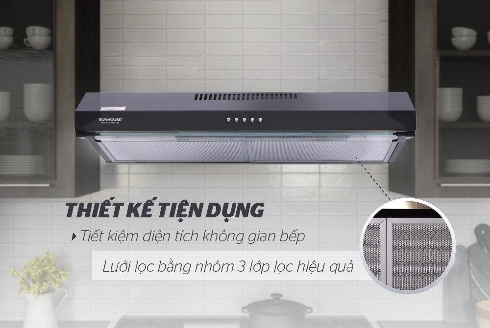 Máy hút mùi vỏ sơn Sunhouse SHB6118B - Hàng Chính Hãng