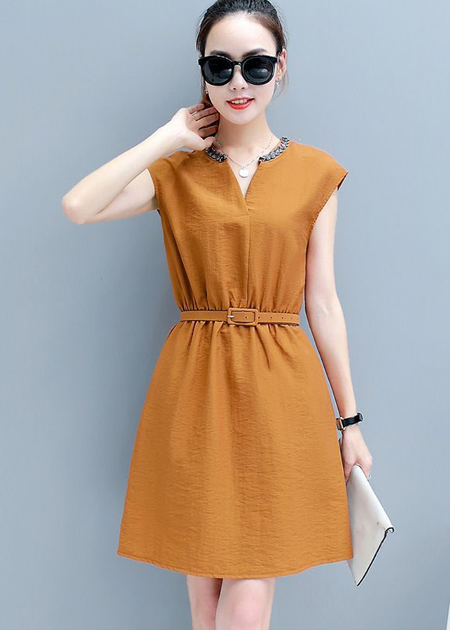 Đầm cổ chữ Y eo chun ArcticHunter, thời trang trẻ, phong cách Hàn Quốc, thương hiệu chính hãng
