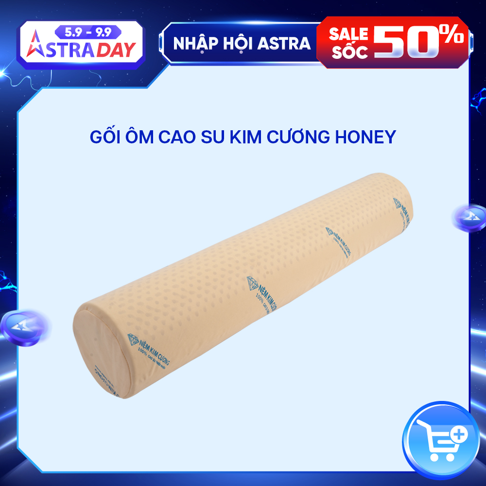 Gối ôm cao su cao cấp Kim Cương Honey 20x100cm thiết kế lỗ thông hơi xung quanh gối, giúp ngăn chặn nấm mốc tạo sự thoáng mát