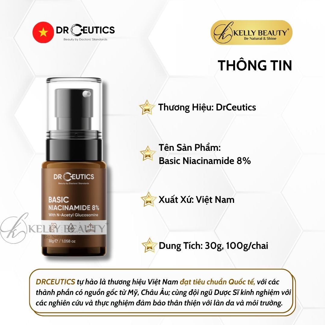 Tinh Chất Sáng Khỏe Da DrCeutics Basic Niacinamide 8% + NAG | Kelly Beauty