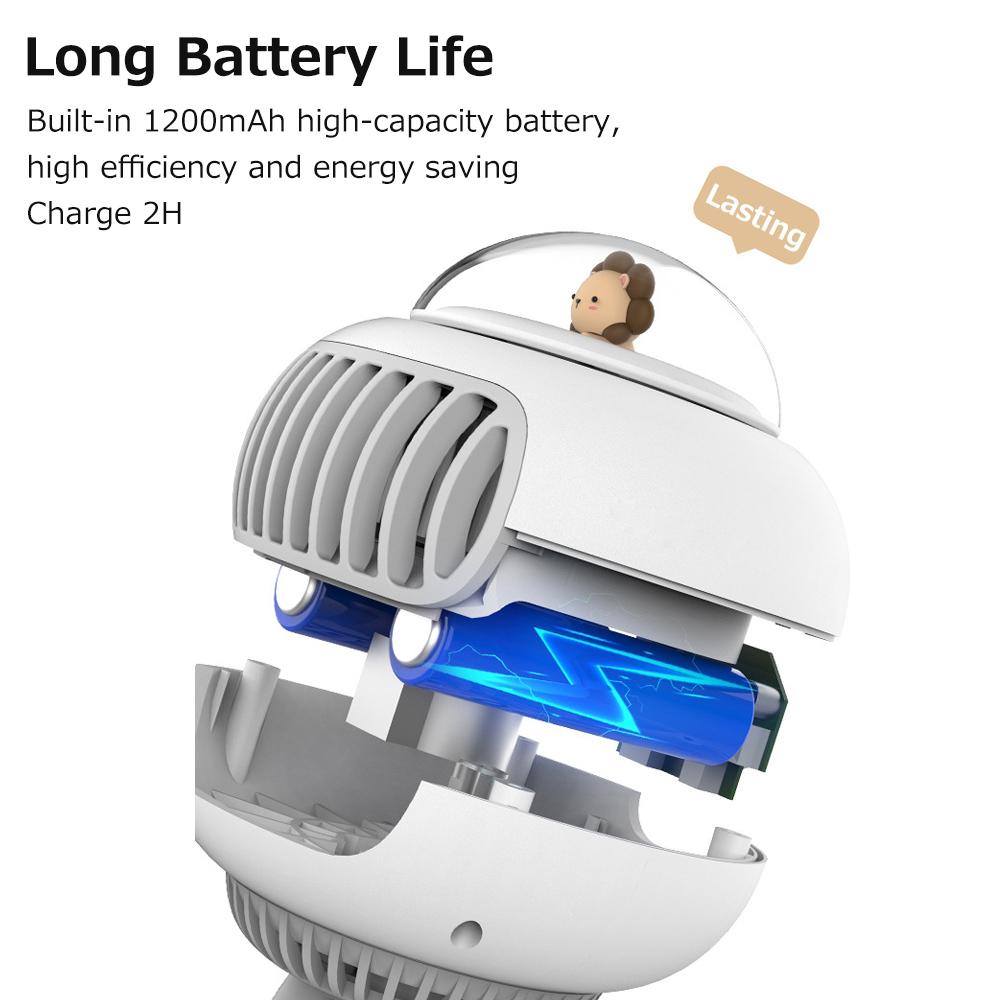 Quạt Sạc Mini 3 Chân Không Dây Tiếng Ồn Nhỏ 3600Mah 4 Tốc Độ Gió Cao