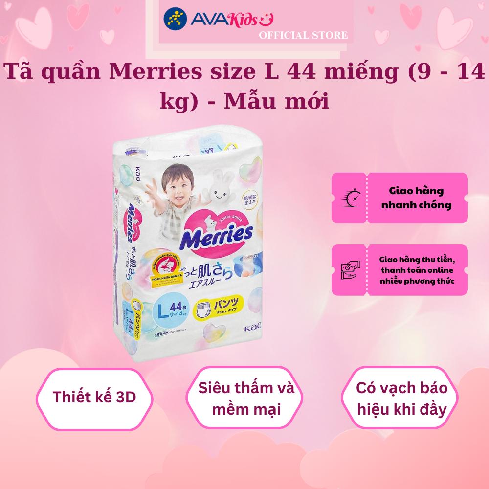 Tã quần Merries size L 44 miếng (9 - 14 kg) - Mẫu mới