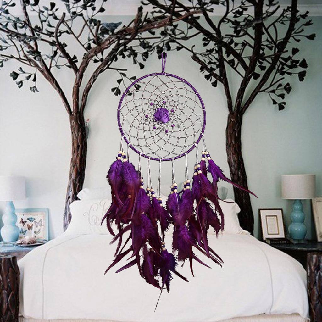 Dreamy Purple Rose Dream Catcher Feather Fancy Style Dreamcatcher Kids Room