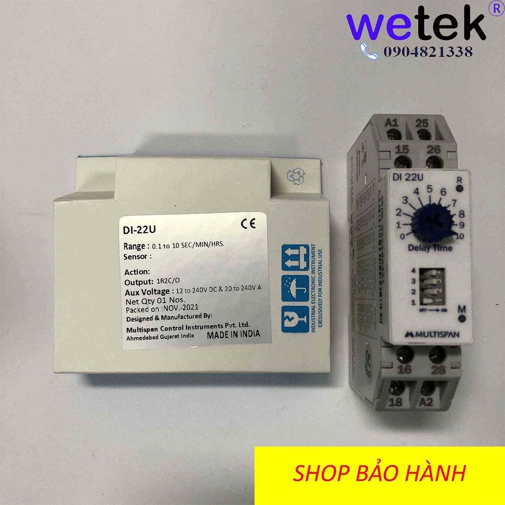 Multispan DI-22 timer đóng trễ mở trễ dải rộng công nghiệp rẻ tốt (on delay off delay) 0.1s tới 10h, 2 cặp tiếp điểm