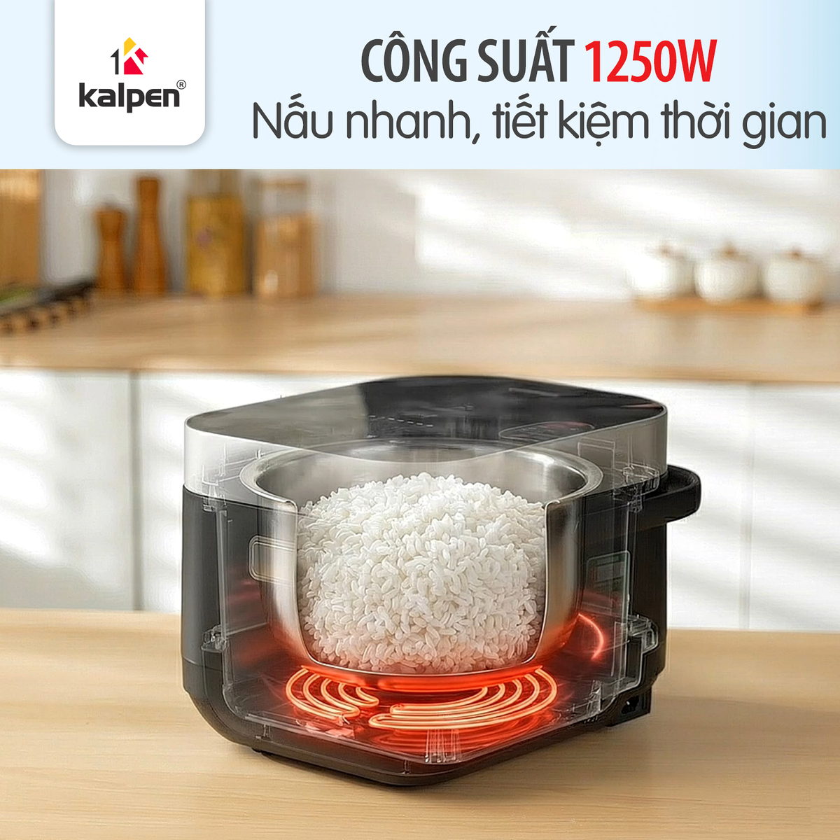 Nồi cơm điện tử cao tần Kalpen R14 dung tích 1.8L lòng nồi Inox 304 chuẩn Đức - Hàng chính hãng