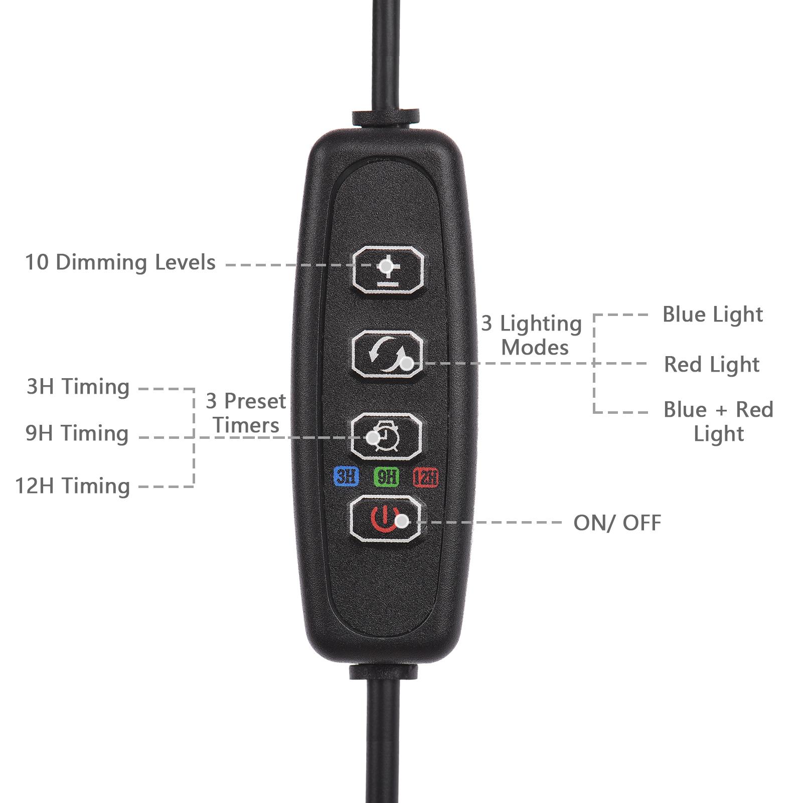Đèn Quang Hợp Dải Đèn 63 Đèn Led Cho Cây Trồng 10 Mức Độ Mờ 3/9 / 12H Hẹn Giờ 3 Chế Độ Chiếu Sáng