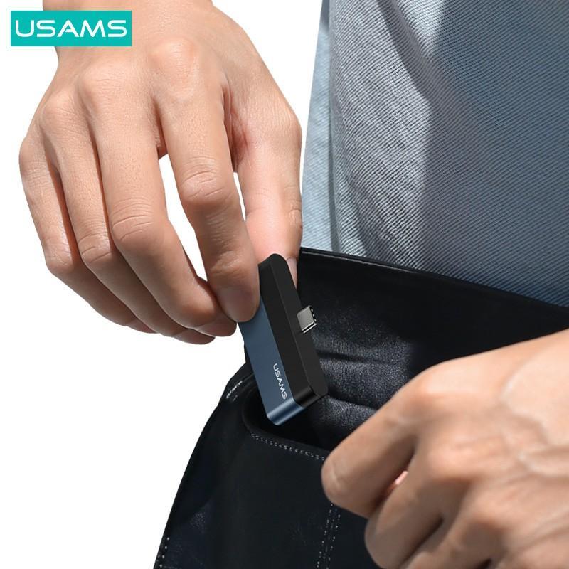 Bộ chia cổng USAMS USB PD 60W type C sang USB 3.0 2.0 HDMI 1.4 TF chuyên dụng cho máy tính/ laptop