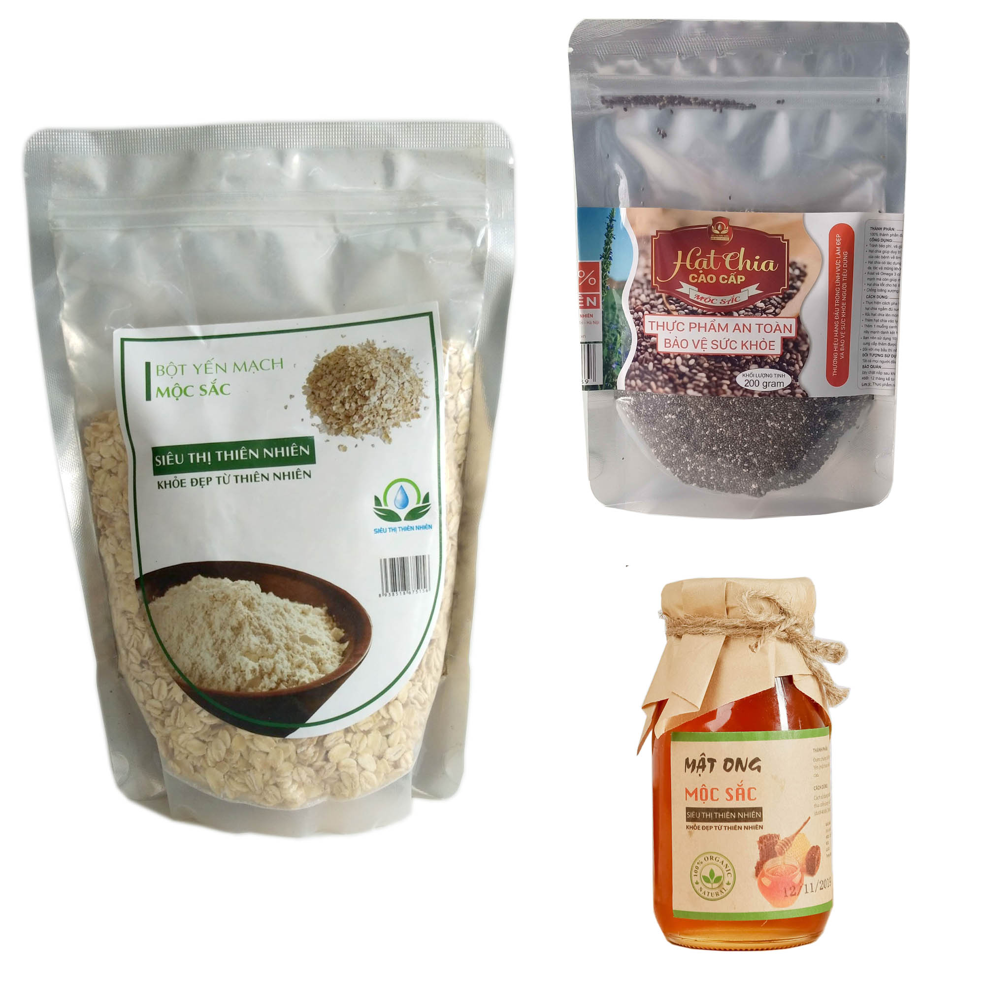 Combo Hạt Yến Mạch - Hạt Chia - Mật Ong Mộc Sắc bữa sáng giảm cân hiệu quả