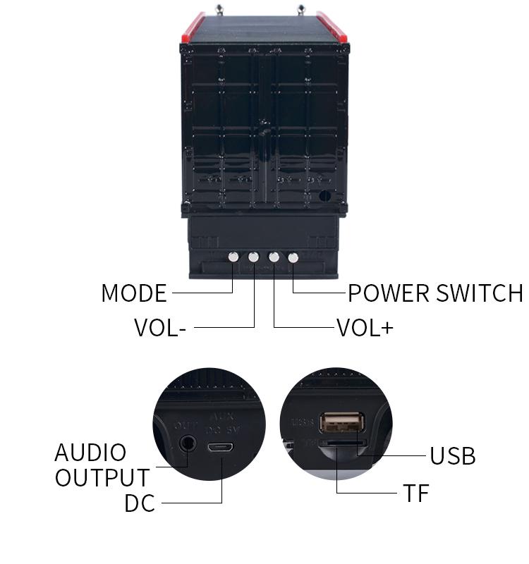 Loa ABS di động, Bluetooth, mô hình xe hơi và xe tải, không dây, với thẻ USB TF, đài FM và màn hình LED