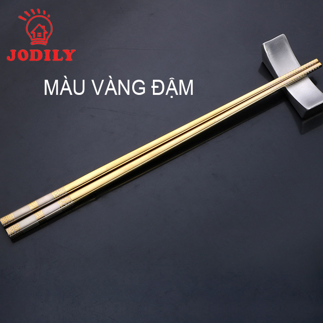 Hộp 5 Đôi Đũa Inox Mạ Vàng Jodily Cao Cấp - Không Trơn Trượt, Bền Mãi Với Thời Gian