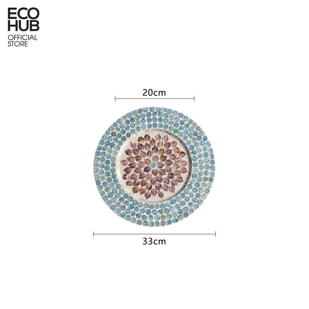 Khay, đĩa khảm trai ECOHUB hình tròn dùng để đồ uống, đồ ăn nhẹ 33CM (Platter) (giao hình ngẫu nhiên)
