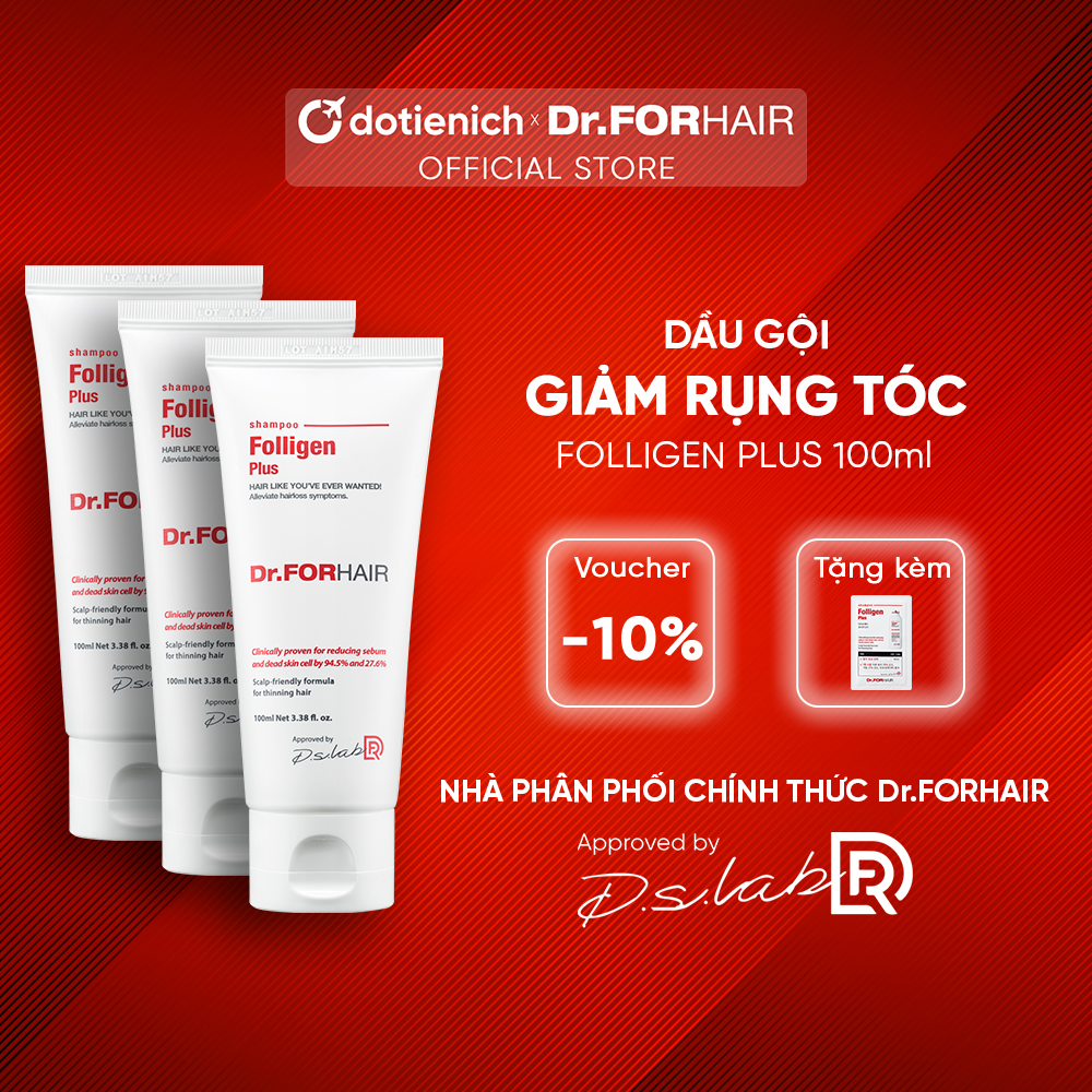 Dầu gội Dr.FORHAIR ngăn ngừa rụng tóc, phục hồi hư tổn nang chân tóc và kích thích mọc tóc - Combo 3 Tuýp Dr FOR HAIR Folligen Plus Shampoo 100ml