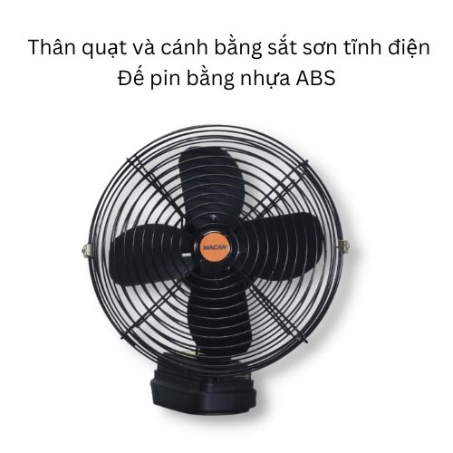 Thân Quạt Chạy Pin 8 Inch Cánh Sắt 21cm Lồng Thép Mạ, Dùng Chung Pin Chân Pin Thông Dụng