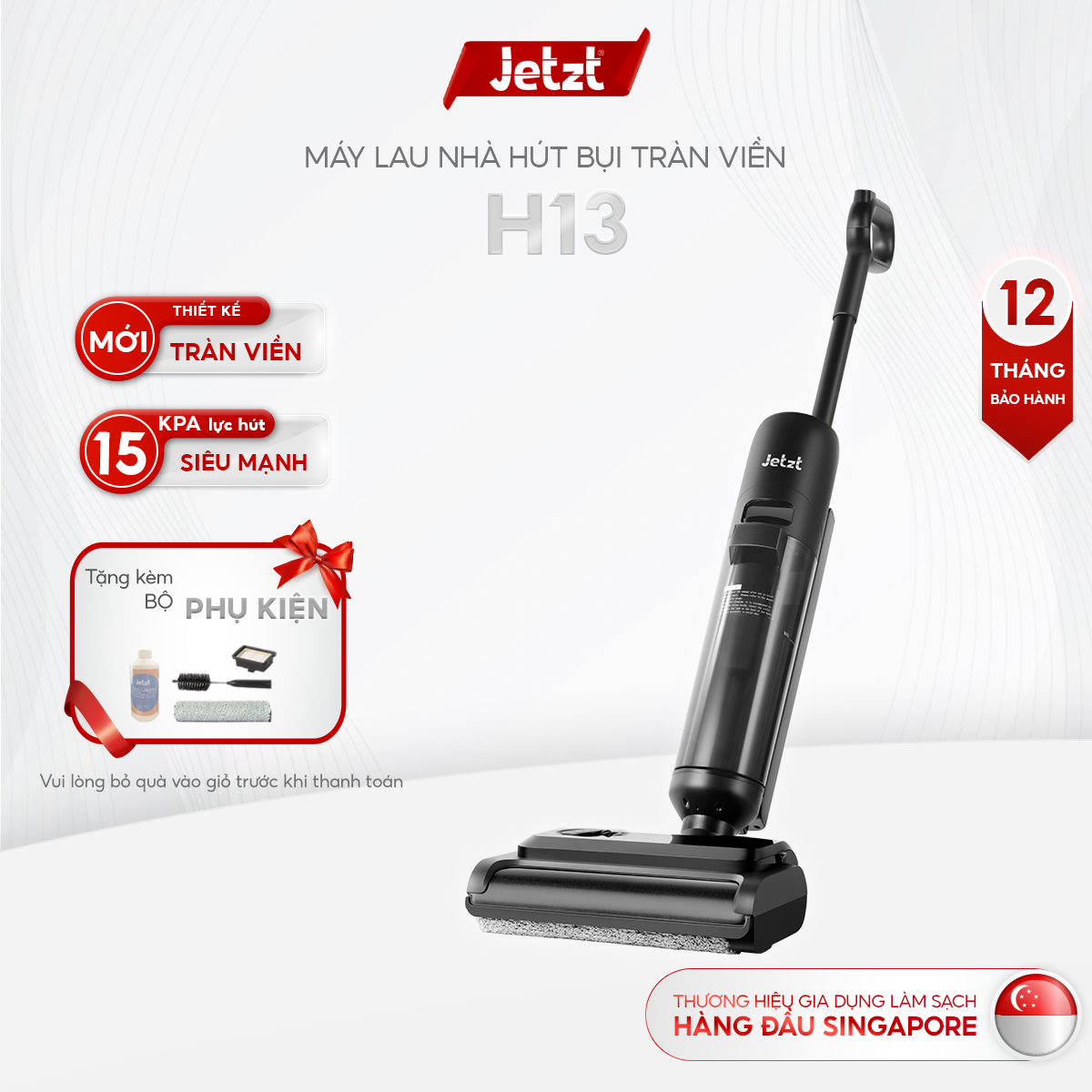 Máy lau sàn hút bụi tràn viền thông minh JETZT H13
