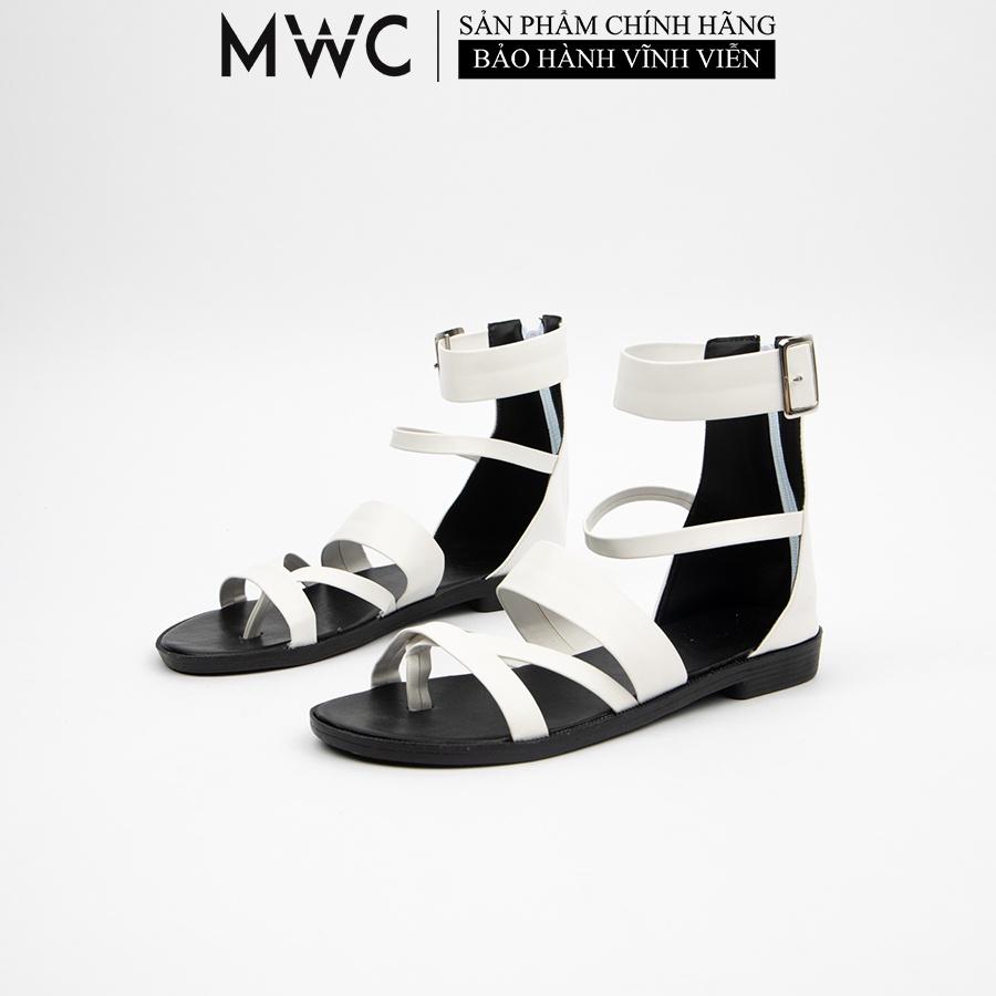 Giày Sandal MWC Đế Bệt Quai Chiến Binh Màu Đen Trắng Siêu Xinh NUSD- 12016