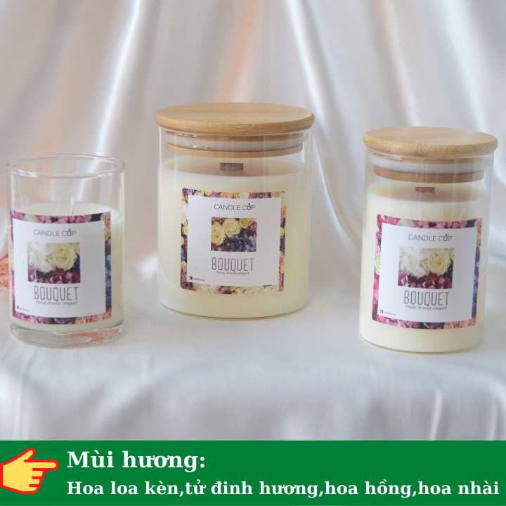 Nến thơm sang trọng tinh tế AGAYA Candle Cup hương hoa loa kèn,tử đinh hương,hoa hồng,hoa nhài - MÙI BOUQUET