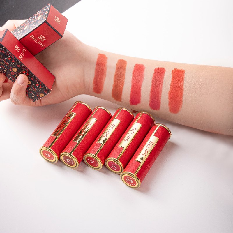 Bộ đôi son thỏi Belips Sexy Lipstick 11 Scarlet Red + son kem lì Belips City At Night C01 Muse Orange