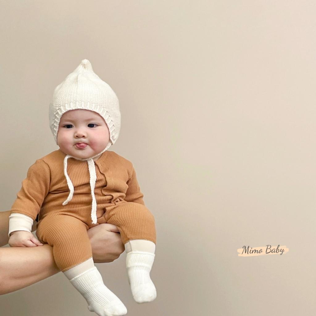 Mũ nón len mùa đông buộc dây chóp nhọn đáng yêu cho bé ML209 Mimo Baby