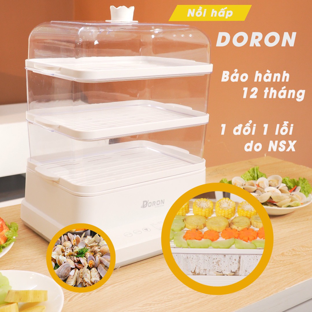 Nồi Hấp 3 Tầng Đa Năng DR-209, Cài Đặt Sẵn Các Chế Độ Hấp Giữ Nguyên Dinh Dưỡng Của Thực Phẩm