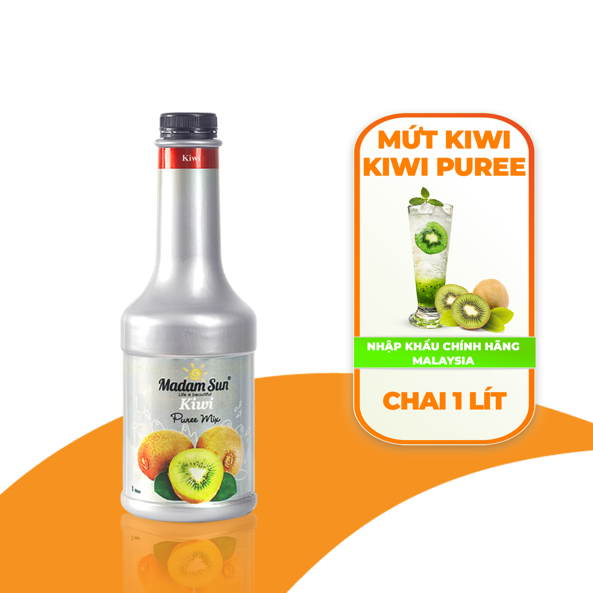 Mứt trái cây pha chế Madamsun vị Kiwi (Kiwi Puree Mix) chai 1L - Hàng nhập khẩu chính hãng Malaysia