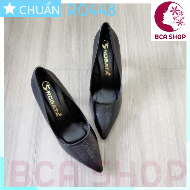 Giày cao gót nữ 8p RO448 ROSATA tại BCASHOP da vân nhám thời trang, gót trụ cách điệu - màu đen