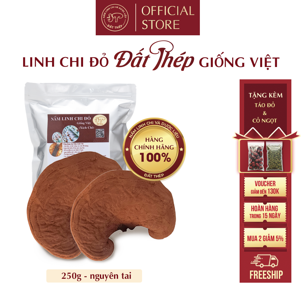 Nấm Linh Chi Đỏ Đất Thép Giống Việt 250g - Giải độc gan - Ổn định đường huyết