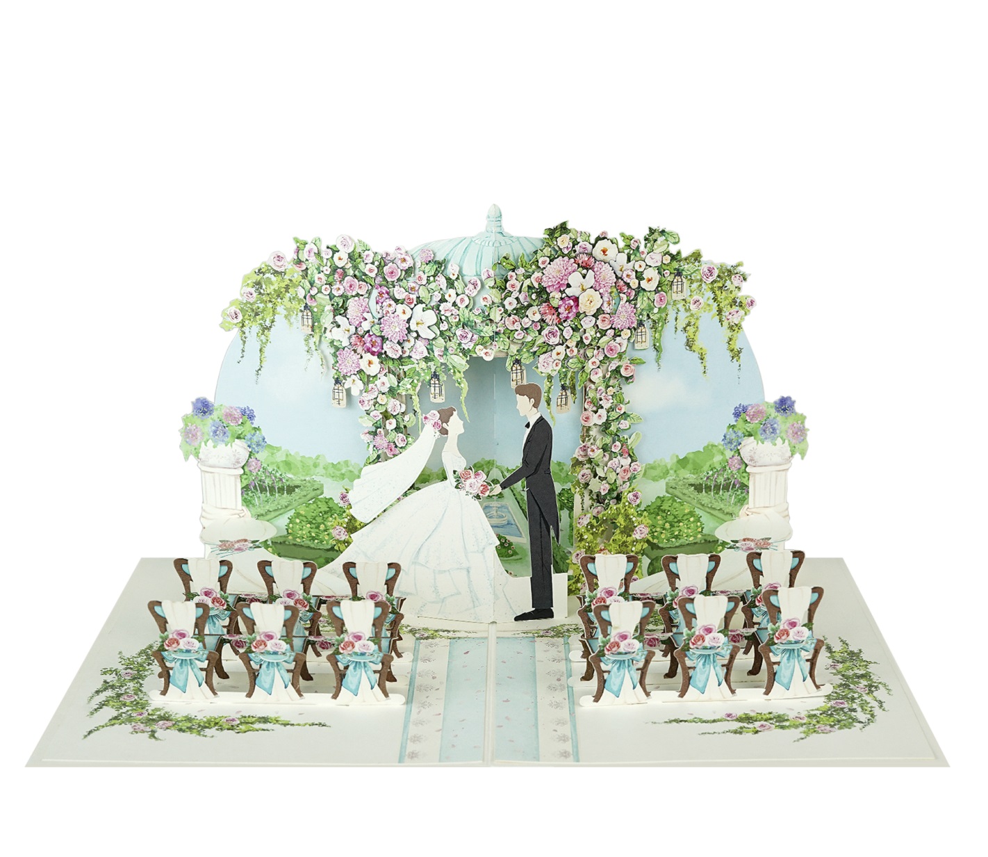 Thiệp 3D Pop Up Lễ Cưới Ngoài Trời – Thiệp Cổng Hoa Đám Cưới, Thiệp Chúc Mừng Wedding Sang Trọng, W15