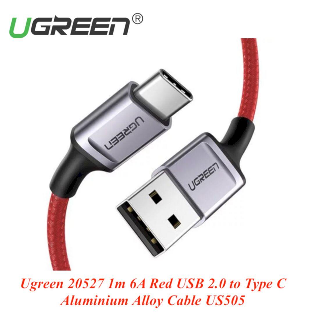 Hình ảnh Ugreen UG20527US505TK 1M 6A Màu Đỏ Cáp sạc, Truyền dữ liệu USB 2.0 sang USB-C - HÀNG CHÍNH HÃNG