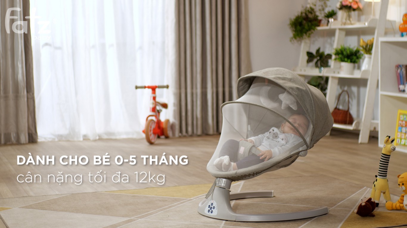 NÔI RUNG CHO BÉ FATZBABY SWING 1 FB8102TN 3 chế độ lắc lư tự nhiên, giúp bé thư giãn và dễ dàng đi vào giấc ngủ