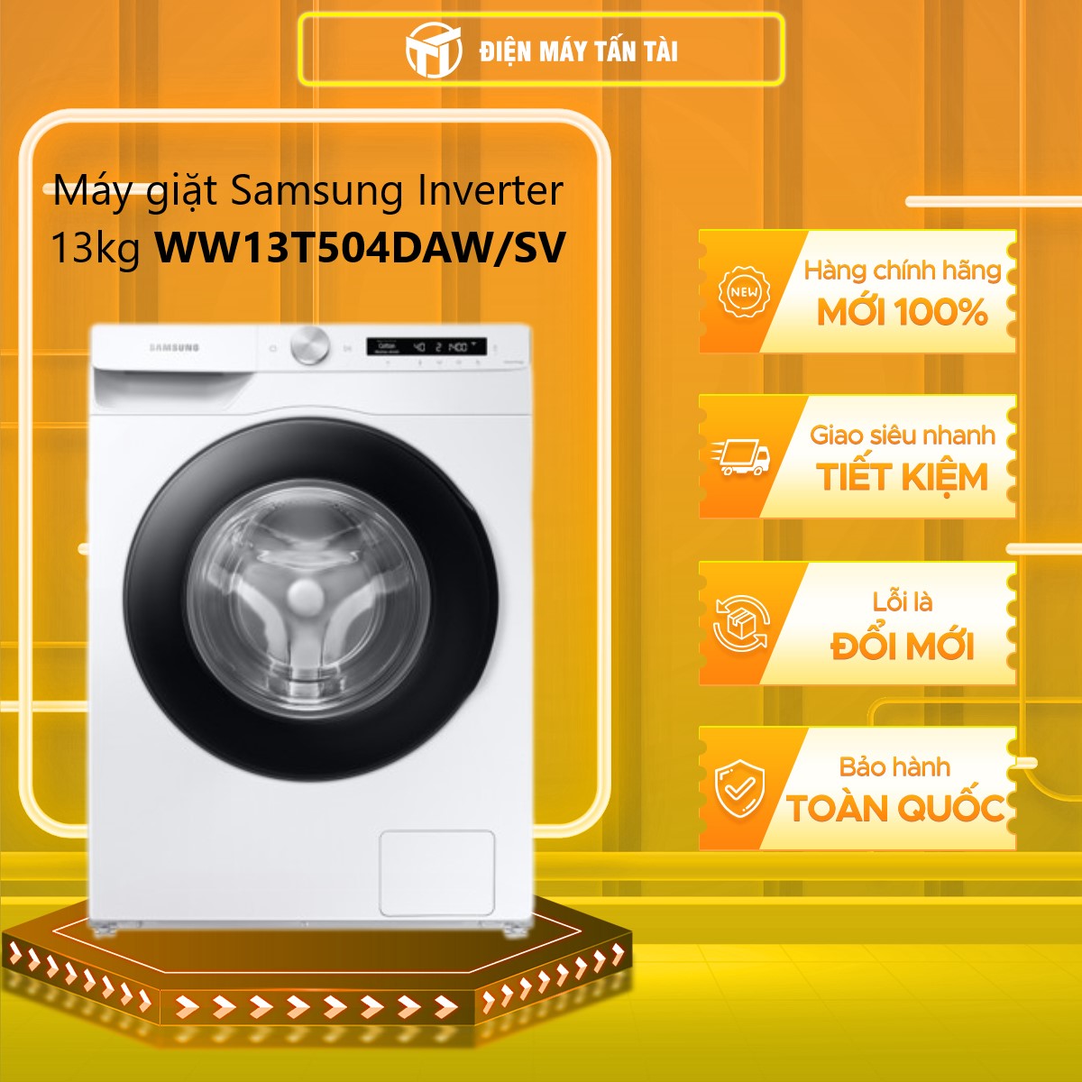 Máy giặt Samsung Inverter 13 kg WW13T504DAW/SV - Chỉ giao HCM