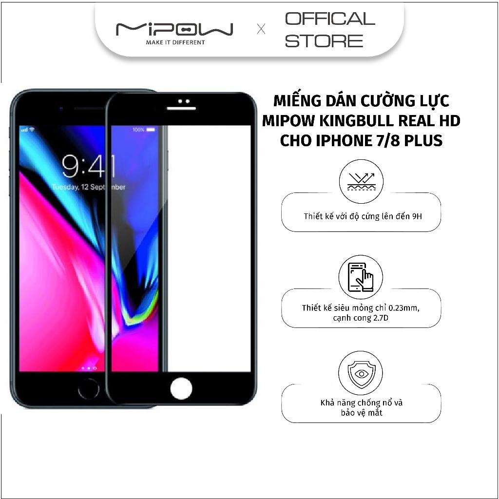 Miếng cường lực chống nhìn trộm Mipow Kingbull Premium HD cho iPhone 7/8 Series - Hàng chính hãng