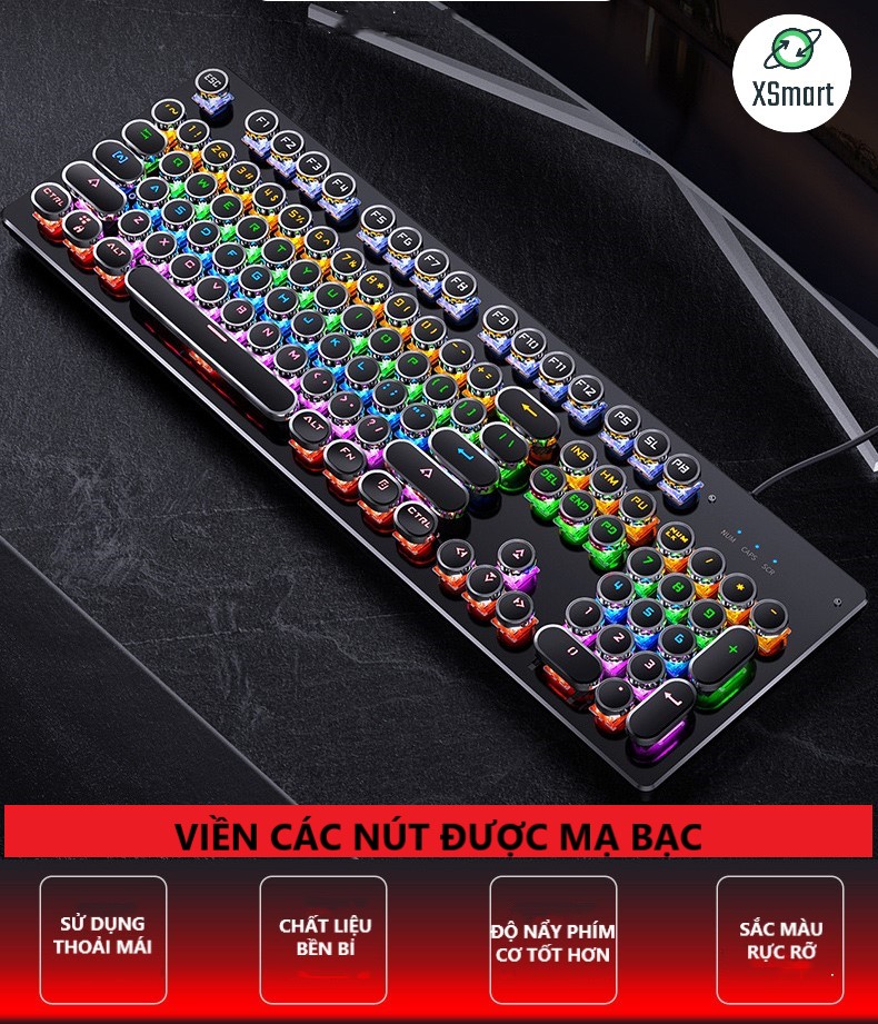 Bàn Phím Cơ XSmart Gaming Cho PC, Laptop Cao Cấp T907 Esports Pro Có 20 Chế Độ Led RGB Khác Nhau Chiến Mọi Game - Hàng Chính Hãng