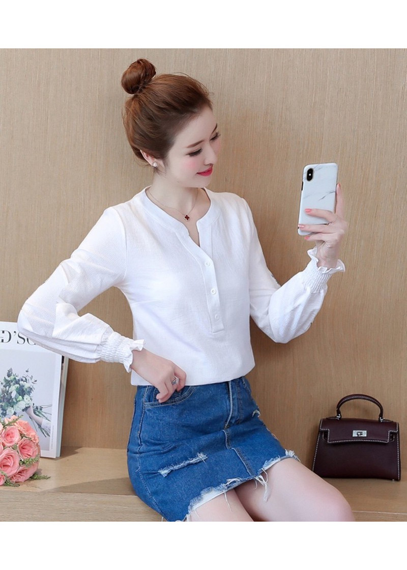 Áo sơ mi phối nút cổ chữ V xinh xắn HATI - ASM845