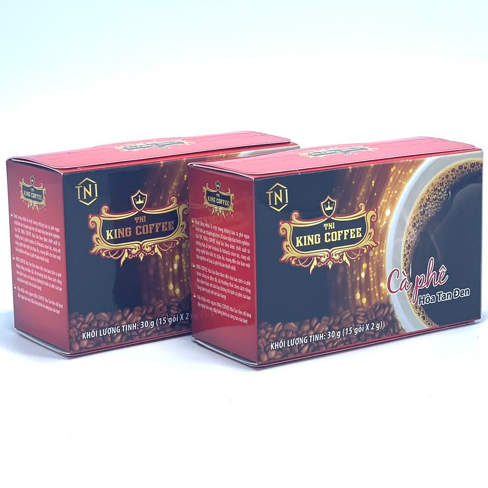 Combo 2 Hộp Cà Phê Hòa Tan Đen( Không Đường Sữa) King Coffee Hộp 15 gói x 2gam