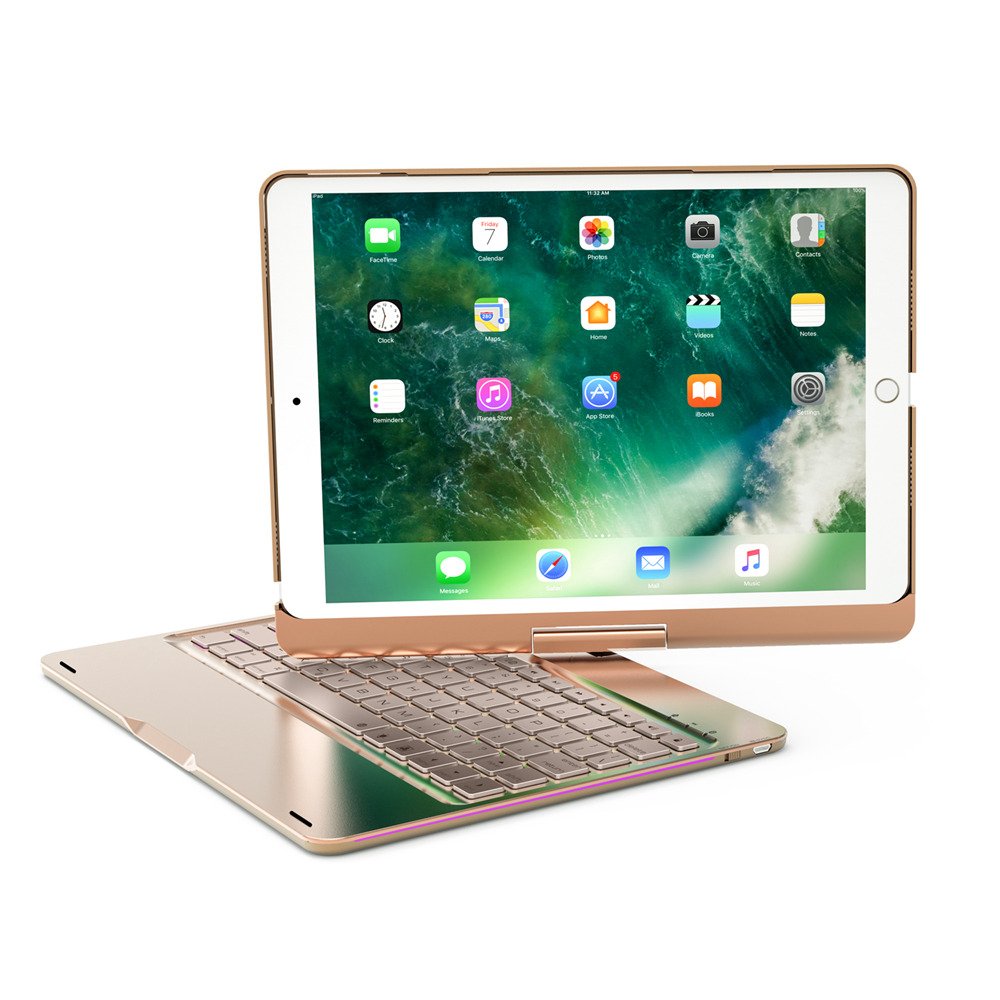 Bàn phím Bluetooth cao cấp F360 xoay 360 độ cho iPad Pro 10.5 inch/ Air 3 - Bàn phím led 7 màu