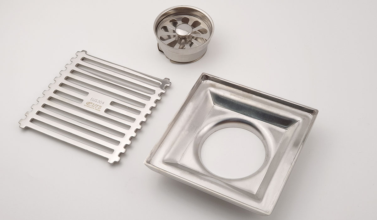 Phễu thu sàn - thoát sàn chống hôi Inox SUS 304, 10cm x 10cm Eurolife EL-HG04 ( Trắng bạc)