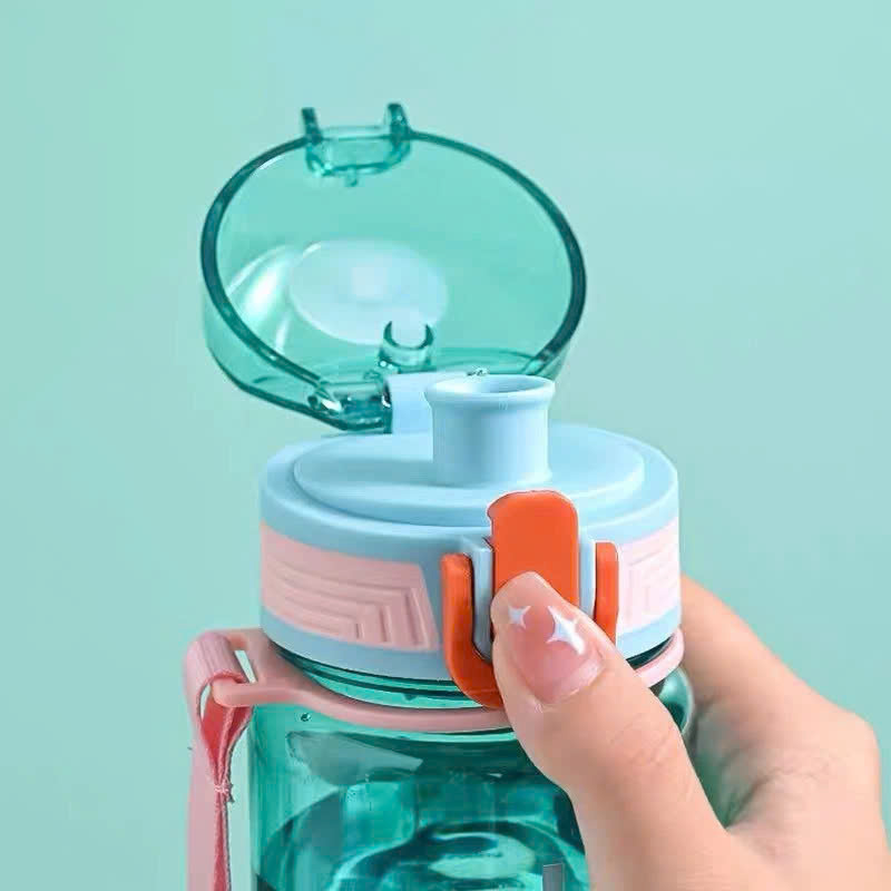 Bình Nước Nhựa Thể Thao 650ml, Dây Xách Tiện Lợi, Bình Nhựa Tập Gym, Chạy Bộ