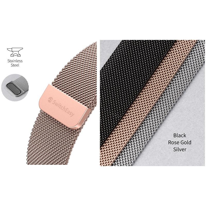 Dây đeo SwitchEasy Mesh Stainless Steel Màu Black For Apple Watch Series (1~8/ SE/Ultra) Hàng Chính Hãng