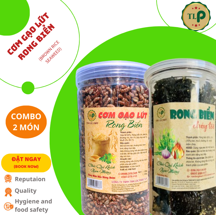 CƠM GẠO LỨT RONG BIỂN HŨ 250G VÀ RONG BIỂN CHÁY TỎI HŨ 100G TÂN LỘC PHÁT