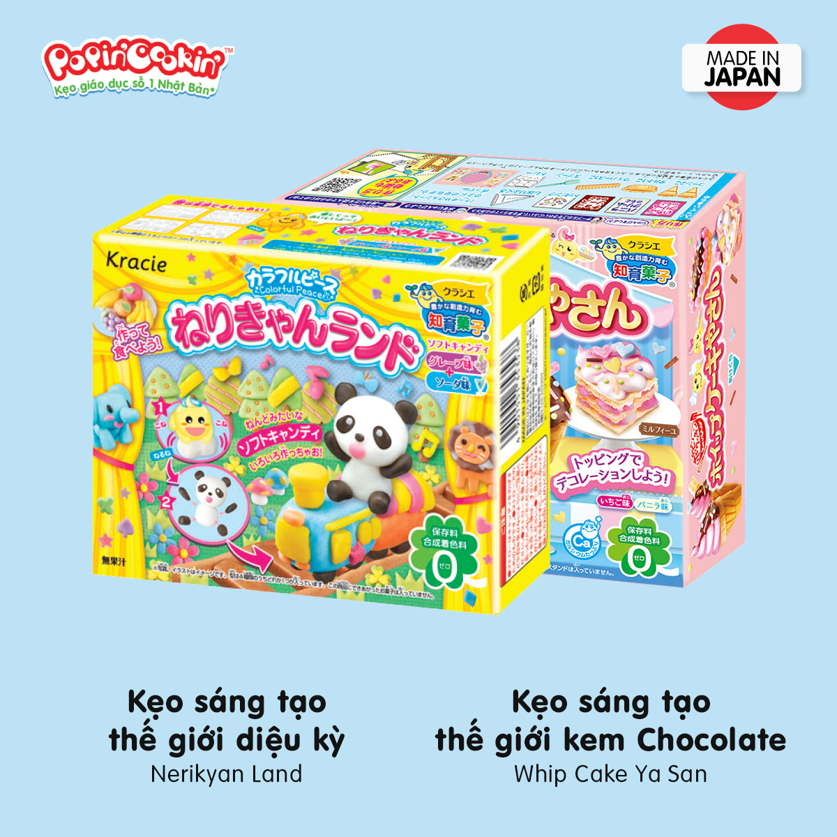 Combo 2 hộp kẹo Popin Cookin đồ chơi ăn được gồm: Kem Chocolate + Thế Giới Diệu Kỳ