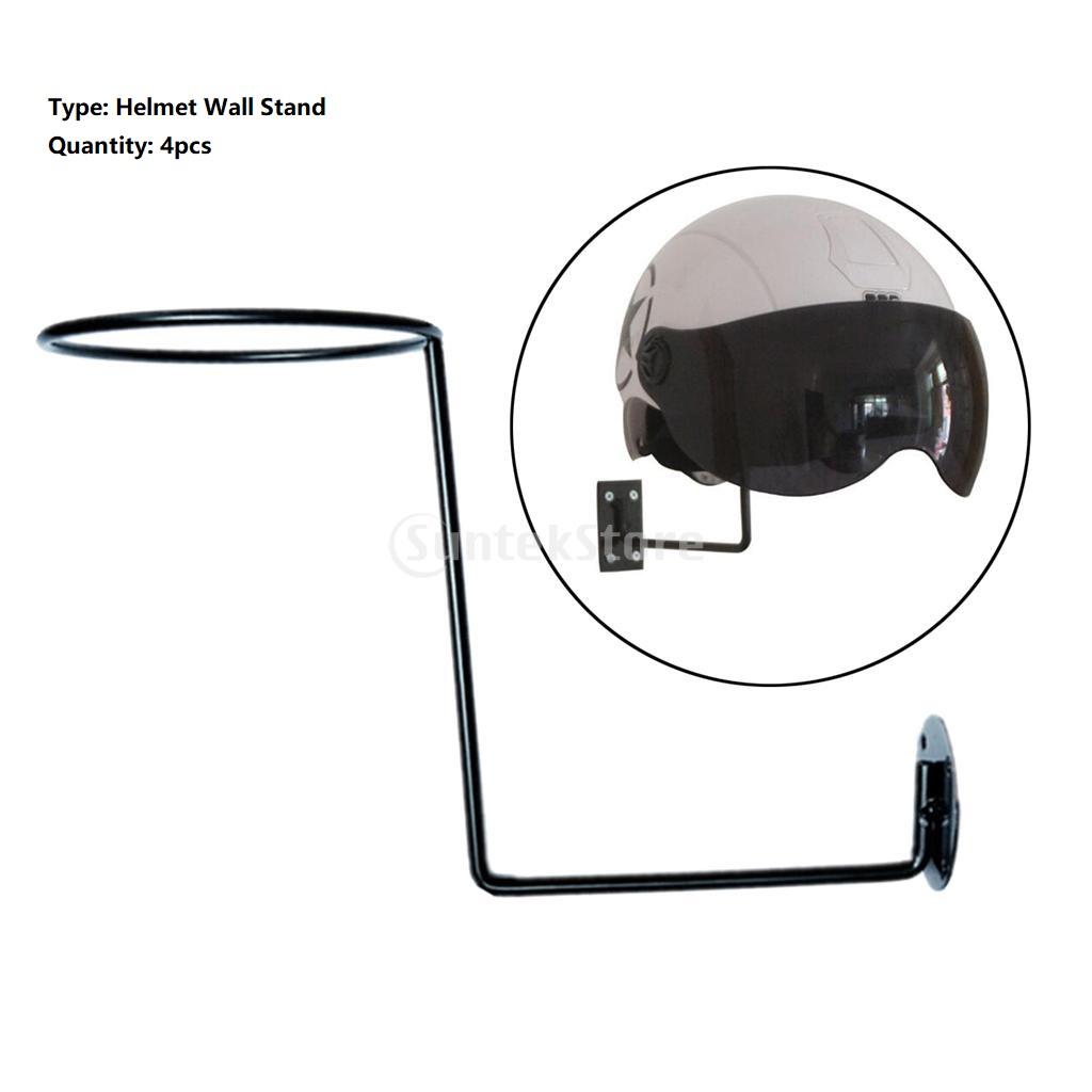 4pcs Wall Mount Helmet Display Holder Stand Coats Jacket Caps Rack Hanger