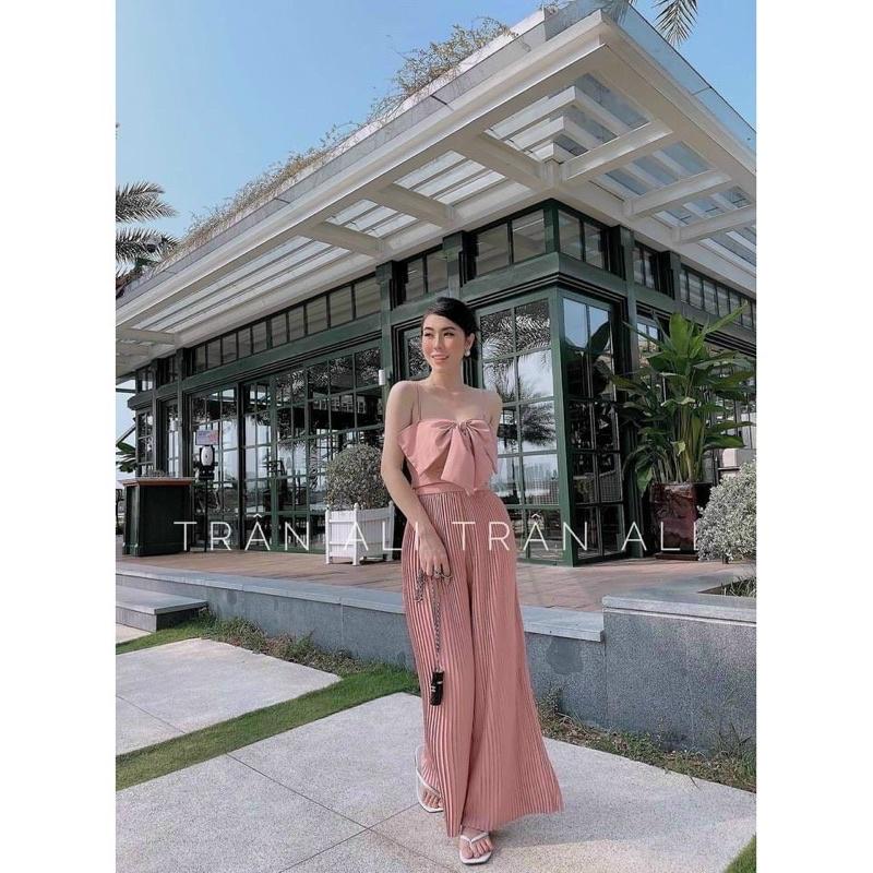 Set Áo 2 Dây Nơ Ngực, Quần Dập Ly Dài
