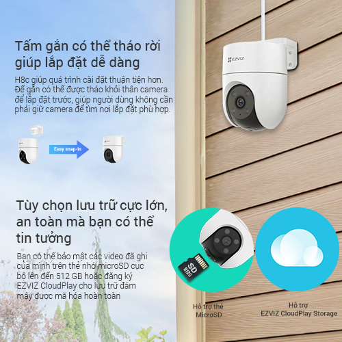 Camera Wi-fi EZVIZ H8C 2MP Ngoài Trời, Quay Quét 360 Độ, Đàm Thoại 2 Chiều, Ghi Hình Màu Ban Đêm- Hàng Chính Hãng