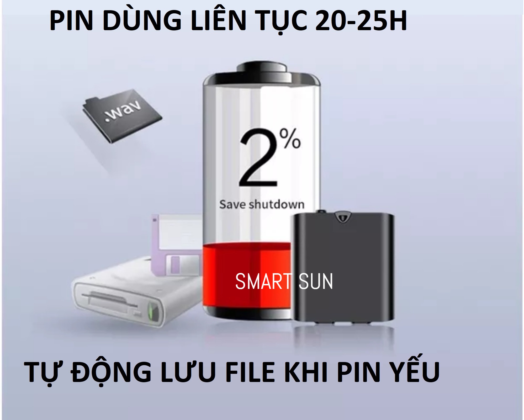 Máy ghi âm mini chuyên nghiệp siêu lọc âm, pin 20-25H. Chất lượng thu âm HD