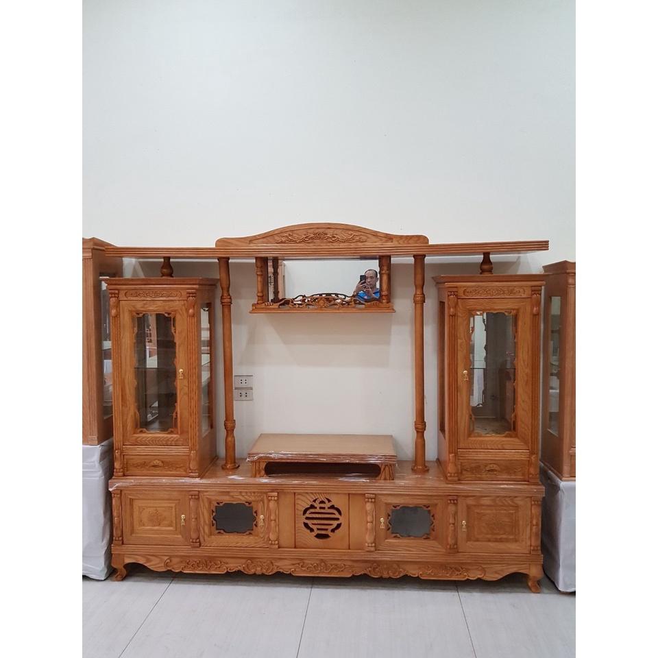 Kệ TV gỗ Sồi Nga có Tủ