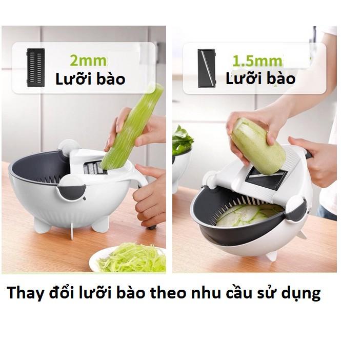 Rổ bào rau củ quả 9 trong 1 thông minh, dụng cụ chế biến thực phẩm, cắt thái bào sợi đa năng