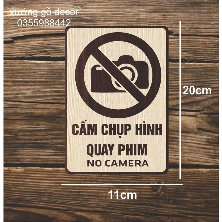 Bảng Cấm Chụp Hình, Quay Phim Bằng Gỗ cắt Laser Mẫu A1