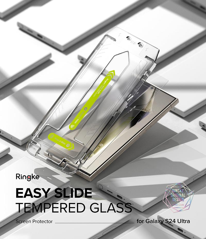 Combo 2 Dán cường lực kèm khung dán cho Samsung Galaxy S24 Ultra RINGKE Easy Slide Tempered Glass_ Hàng chính hãng