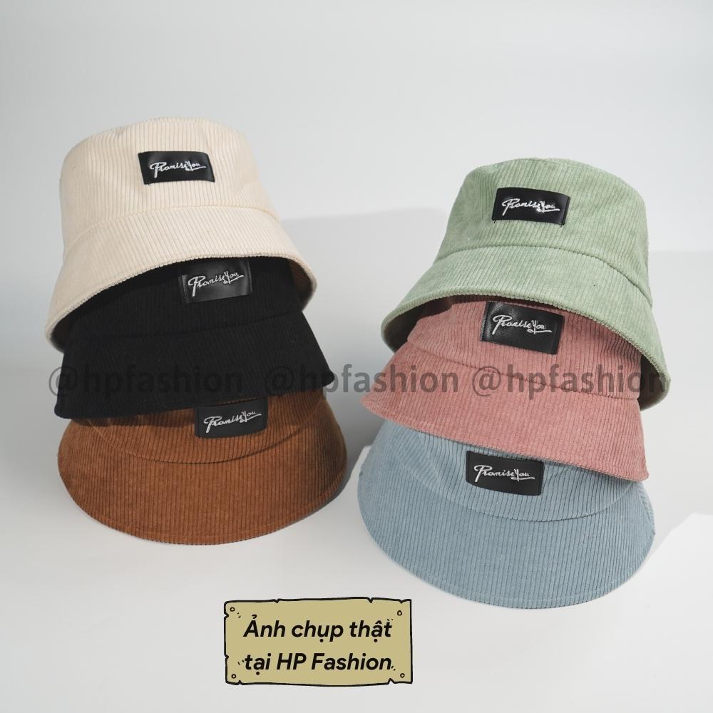 Mũ bucket vành cụp ️ Nón tai bèo thêu PromissYou chất nhung tăm cao cấp form unisex nam nữ N42